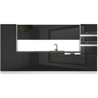 Belini Küchenzeile Küchenblock Naomi - Küchenmöbel 360 cm Einbauküche Vollausstattung ohne Elektrogeräten mit Hängeschränke und Unterschrä...