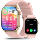 souyie Smartwatch Damen mit Telefonfunktion, 2.04” AMOLED Touchscreen IP68 Wasserdicht Sportuhr mit Blutdruckmessung Pulsmesser Schlafmonitor SpO2 - Rosa