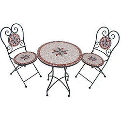 Garden Pleasure Sitzgruppe AMARILLO, braun Keramik, Metall, 3-teilig