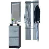 Vladon Garderobe, Anthrazit, Holzwerkstoff, 140x200x23 cm, Garderobe, Garderoben-Sets &