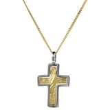 HOPLO Kreuzanhänger Anhänger Kreuz mit massiver Goldkette 1,1 mm 333-8 Karat Gold, Made in Germany 36 cm