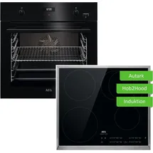 AEG Herdset AEG Backofen SteamBake mit Induktionskochfeld PowerBooster autark 60 cm