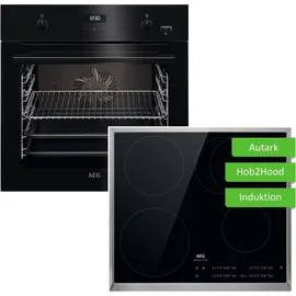 AEG Herdset AEG Backofen SteamBake mit Induktionskochfeld PowerBooster autark 60 cm