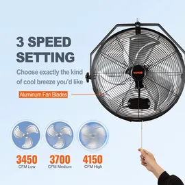 Vevor 57 cm Wandventilator Schwarz