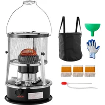 Vevor 9000 BTU Tragbarer Petroleumofen 2-in-1 Heizofen 2 kW Schwarz