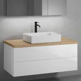 neoro n50 Unterschrank B: 120 cm mit 2 Auszügen, Waschtisch B: 58 cm weiß matt, B: 120.5 ohne Lochbohrung BN0065WM+BN0424WH+BN0404W1