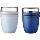 Mepal | Lunchpot Ellipse Mixed | Old Nordic Blue + Vivid Blue | Müslibecher to go | Unterteilung für Joghurt & Müsli | 500 ml + 200 ml | Geeignet
