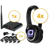 Beatfoxx SCBS-41 USB-C Silent Disco V2 Band Set mit 4 Kopfhörern und 1 Sender