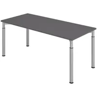 Bümö Schreibtisch Graphit, Silber, Nachbildung, Rechteckig, 180x74x80 cm, FSC