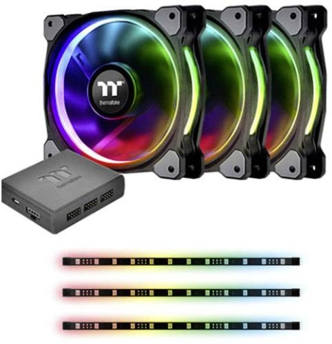 Thermaltake Riing Plus 12 RGB Kit PC-Gehäuse-Lüfter Schwarz, RGB (B x H x T) 120 x 120 x 25mm inkl