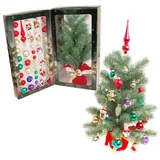 Krebs Glas Lauscha Weihnachtsbaum mit Kugeln Figuren und Spitze - 50 Teile - inkl. Kugelaufhänger