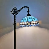 Vintage Wohnzimmer Stehleuchte Mit Fußschalter Tiffany Stehlampe Buntglas Leselampe Retro Harzbasis E27 Büro Standleuchte verstellbare Lampenschirm H165CM