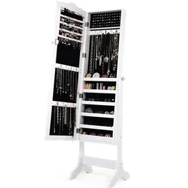 Costway Schmuckschrank mit Ganzkörperspiegel für Make-Up Weiß