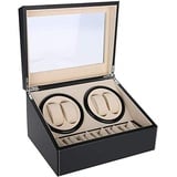 Ejoyous Uhrenbeweger 6 Uhren, luxuriöser Automatischer Uhrenwender Uhrenvitrine für Automatikuhren Watch Winder für alle Mechanischen Uhrenbox Uhrenaufbewahrungskoffer(Schwarz)