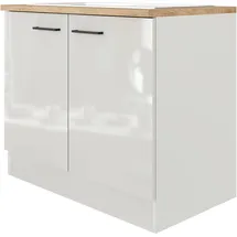 Flex-Well Exclusiv Spülenschrank DSPU Lund 100 cm Lichtgrau glänzend-Rauchgrau