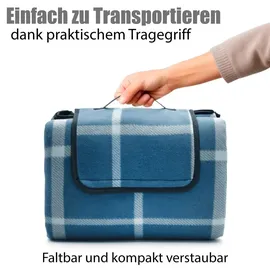 BigDean Picknickdecke Karo Design Hell 200 x 200 cm blau