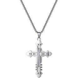 Kette mit Anhänger FIRETTI "Schmuck Geschenk Edelstahl Halsschmuck Halskette Venezianerkette Kreuz", silber (edelstahlfarben), Halsketten, Damen, Edelstahl, L: 60cm