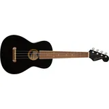 Fender Avalon Tenor-Ukulele für Erwachsene und Kinder, Eschenholz-Konstruktion, Walnuss-Griffbrett, Klassischer Fender Stratocaster Kopf, in Schwarz