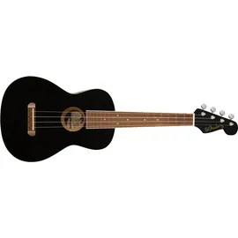 Fender Avalon Tenor-Ukulele für Erwachsene und Kinder, Eschenholz-Konstruktion, Walnuss-Griffbrett, Klassischer Fender Stratocaster Kopf, in Schwarz