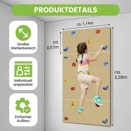 Gartenpirat Kletterwand Indoor mit bunten Klettersteinen 114 x 57 cm Natur