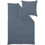 Curt Bauer Uni Mako-Satin Bettwäsche 135x200 cm + 80x80 cm | denim - blau