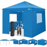 COBIZI Pavillon 3x3 Wasserdicht Stabil Winterfest, faltpavillon 3x3 mit 4 Seitenteilen, Mesh-Fenster gegen Insekten 99.9% wasserdicht tragbares High-End Tragbarkeit Gartenpavillon, Blau