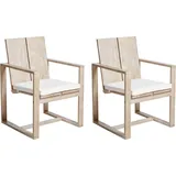 Beliani Gartenstühle 2er Set Akazienholz Heller Holzfarbton mit Sitzkissen Azzanello
