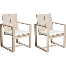 Beliani Gartenstühle 2er Set Akazienholz Heller Holzfarbton mit Sitzkissen Azzanello
