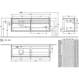Villeroy & Boch Waschtischunterschrank 4 Auszüge 160 x 54,8 x 50 cm Schwarz