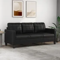 Gbly - 3-Sitzer-Sofa Schwarz 180 cm Kunstleder