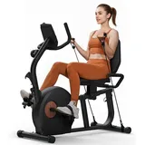 Merach Liege-ergometer, Heimtrainer Fahrrad für Zuhause, 8 Widerstandsstufen, App, bis 158kg, Tablet-Halter, leise