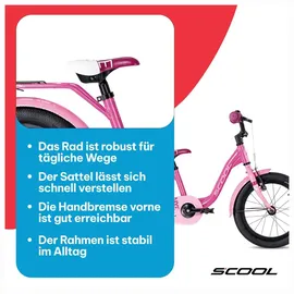 S'COOL SCool niXe 16 Zoll 1-Gang Pink Modell 2025 - 24 cm,