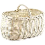 MyBer® Einkaufskorb Weidenkorb Korb geflochten 42/29/18cm (34 mit Henkel) Tragekorb aus Weide K1-004-K-W