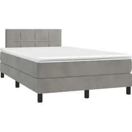 vidaXL Boxspringbett mit Matratze & LED Hellgrau 120x200 cm Samt