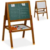 Relaxdays Kinderstandtafel mit Whiteboard Weiß,Dunkelbraun,Dunkelgrün