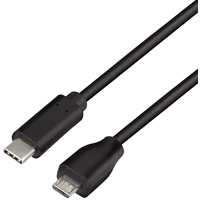 Logilink USB 2.0 Kabel, C/M zu micro-USB Anschlusskabel, zum Laden von Geräten - Synchronisieren von Daten, Farbe: Schwarz, Kabellänge: 0,5m