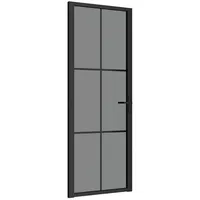 vidaXL Innentür 76x201,5 cm Schwarz ESG-Glas und Aluminium