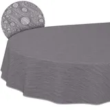ANRO Tischdecke Wachstuchtischdecke Oval 140 x 180 cm Grau