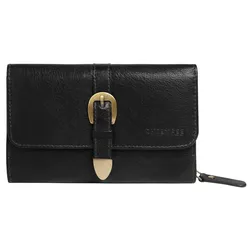 Geldbörse CHIEMSEE, schwarz, Leder, unifarben, leicht glänzend, casual, Kleinlederwaren, echt Leder