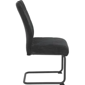 Hela Tische, 2er Set Esszimmerstuhl Merkur, Bezug Breitcord Anthrazit, Komfortsitz Federkorb, XL Sitzbreite, 140kg belastbar, Schwinger Metallgestell