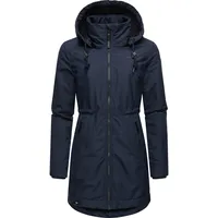 Ragwear Damen, Wintermantel Warmer Parka lang wasserdicht mit Abnehmbarer Kapuze Dakkota Navy Gr. M - M