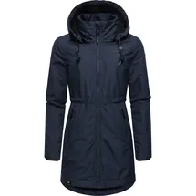 Ragwear Damen, Wintermantel Warmer Parka lang wasserdicht mit Abnehmbarer Kapuze Dakkota Navy Gr. M - M
