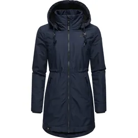 Ragwear Damen, Wintermantel Warmer Parka lang wasserdicht mit Abnehmbarer Kapuze Dakkota Navy Gr. M - M