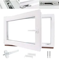 Kellerfenster Kunststofffenster weiß, BxH: 50 x 40 cm / 500 x 400 mm 2-fach Verglasung (32 mm) Dreh-Kipp inkl. Pilzkopfverriegelung, DIN Links (Gr... - Weiß