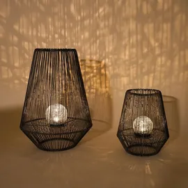 esotec Solarleuchte Windlichter ILONA 2er-Set POLY-RATTAN METALL-GEHÄUSE 102209