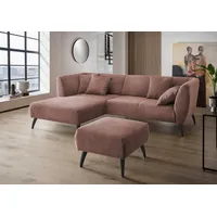 Home affaire Ecksofa Lazio modern und bequem, schmale Armlehnen, tolle Detailverarbeitung, zwei verschiedene Fußfarben wählbar rosa|silberfarben 255 cm x 94 cm x 160 cm