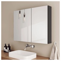 EMKE Spiegelschrank EMKE Badezimmerspiegelschrank Badspiegelschrank Verstellbare Trennwand zweitüriger spiegelschrank mit doppelseitigem(MC7) grau 85 cm x 65 cm
