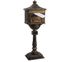Relaxdays Standbriefkasten Antik Bronze inkl. Zeitungsfach