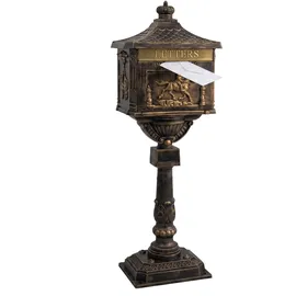 Relaxdays Standbriefkasten Antik Bronze inkl. Zeitungsfach