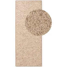 Bt Carpet Wolly Läufer – Wohnzimmerteppich Flachgewebe Kurzflor Woll-Optik Wolle Skandi-Look Esszimmer, Wohnzimmer, Kinderzimmer, Schlafzimmer – Beige Braun, 80x300cm